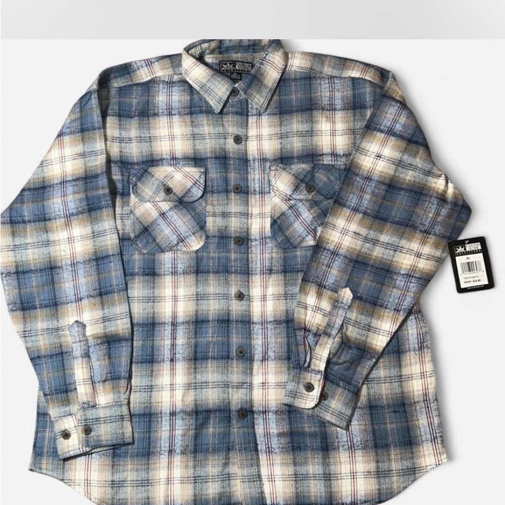Blue and White Plaid Button-Up Shirt